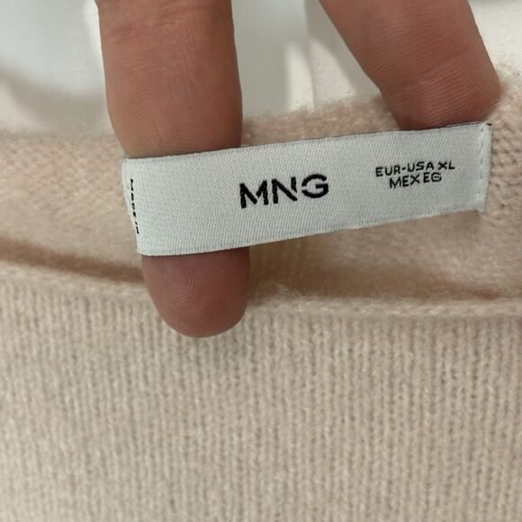 Mango Slouchy Cozy Boat-Neck Sweater Warm Wool Blend Women XL Cozy Ballet Pink - Picture 4 of 7